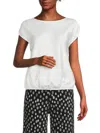 Renee C Women's Boatneck Satin Top In White