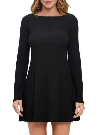 Renee C Women's Boatneck Swing Minidress In Black