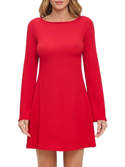 Renee C Women's Boatneck Swing Minidress In Red