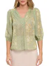 Renee C Floral Print Chiffon Top In Sage