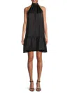 Renee C Women's Bow Satin Flounce Dress In Black