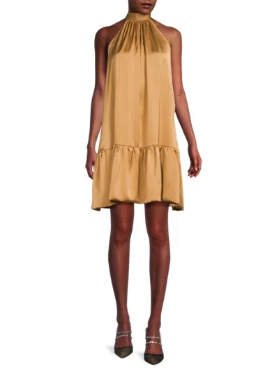 Renee C Women's Bow Satin Flounce Dress In Gold