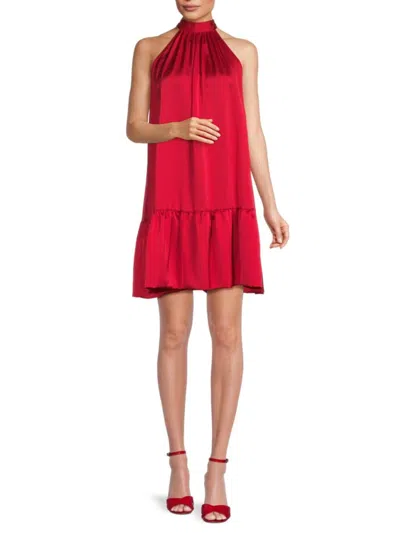 Renee C Women's Bow Satin Flounce Dress In Red