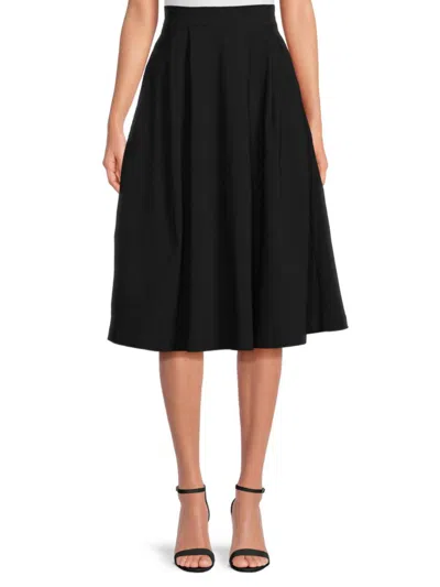 Renee C Women's Box Pleated Midi Skirt In Black