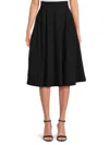 Renee C Women's Box Pleated Midi Skirt In Hot Pink