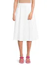 Renee C Women's Box Pleated Midi Skirt In Ivory