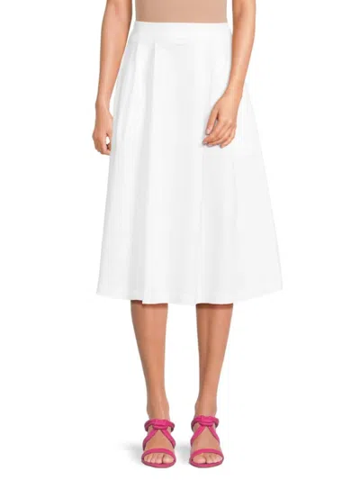 Renee C Women's Box Pleated Midi Skirt In Ivory