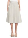 Renee C Women's Box Pleated Midi Skirt In Ivory Taupe