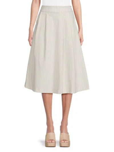 Renee C Women's Box Pleated Midi Skirt In Ivory Taupe