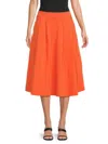 Renee C Women's Box Pleated Midi Skirt In Orange