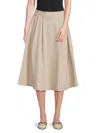 Renee C Women's Box Pleated Midi Skirt In Oyster