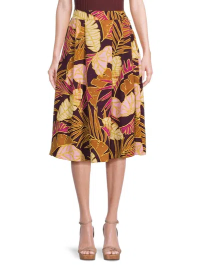 Renee C Women's Box Pleated Midi Skirt In Purple Magenta