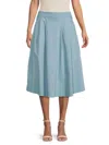 Renee C Women's Box Pleated Midi Skirt In Sky Blue