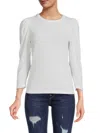 Renee C Women's Brush Knit Puff Sleeve Top In Ivory