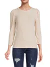 Renee C Women's Brush Knit Puff Sleeve Top In Pink
