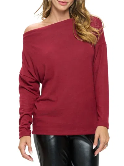 Renee C Women's Brushed Knit Dropped Shoulder Top In Red