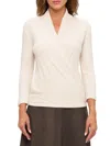 Renee C Women's Brushed Knit Surplice Top In Neutral