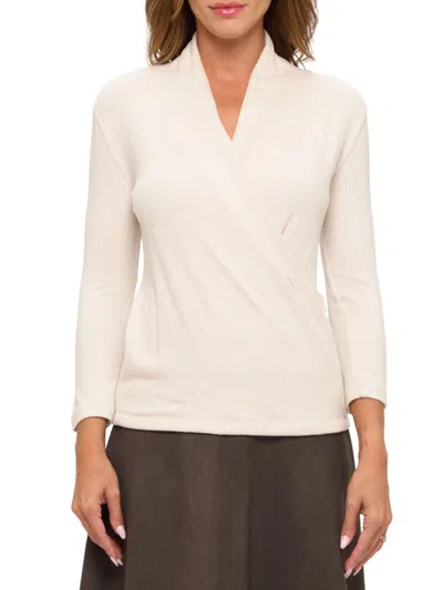 Renee C Women's Brushed Knit Surplice Top In Neutral