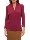 Renee C Women's Brushed Knit Surplice Top In Burgundy