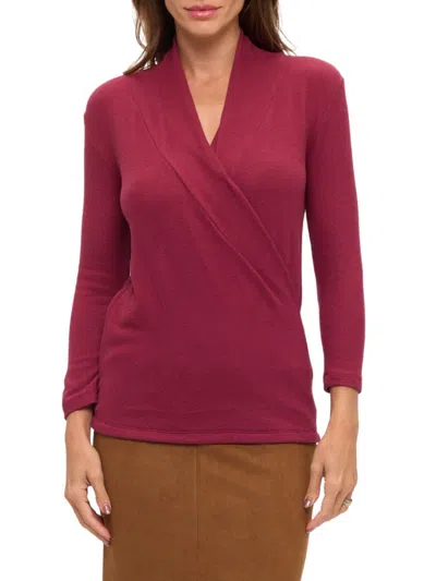 Renee C Women's Brushed Knit Surplice Top In Burgundy