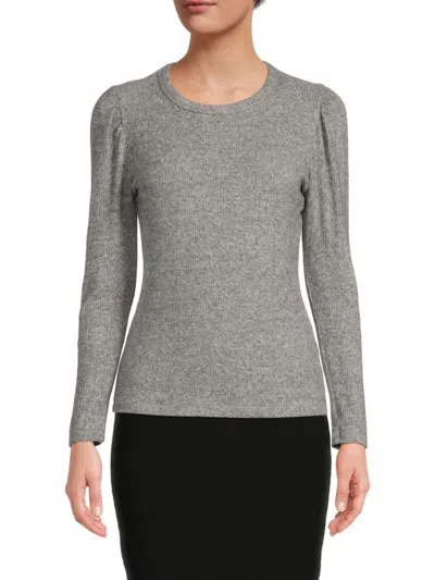 Renee C Women's Brushed Ribbed Knit Top In Heather Grey