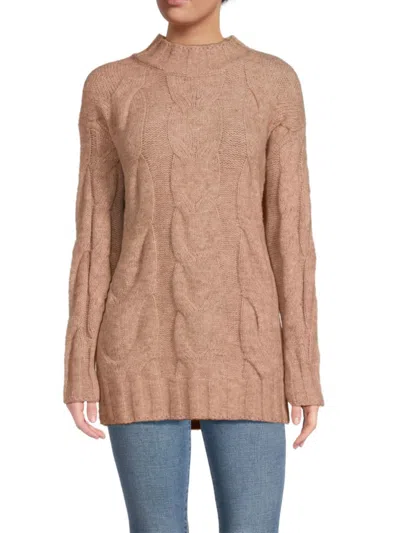 Renee C Women's Cableknit Mockneck Sweater In Camel