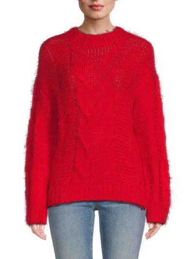 Renee C Women's Cableknit Mockneck Sweater In Red