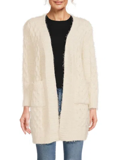 Renee C Women's Cableknit Open Front Cardigan In Neutral