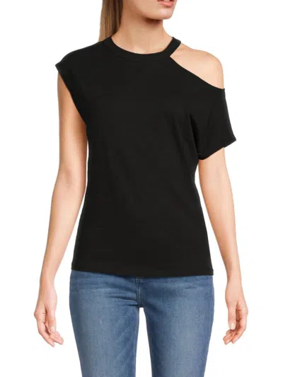 Renee C Women's Cold Shoulder Tee In Black