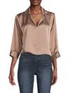 Renee C Women's Collared Satin Top In Dune
