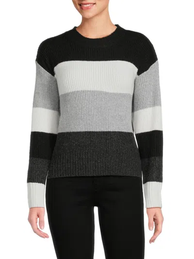 Renee C Women's Colorblock Wool Blend Sweater In Black Multicolor