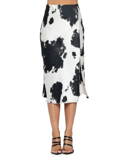 Renee C Women's Cow Print Satin Sheath Midi-skirt