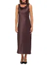Renee C Women's Cowl Neck Satin Midi-dress In Burgundy