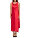 Renee C Women's Cowl Neck Satin Midi-dress In Red