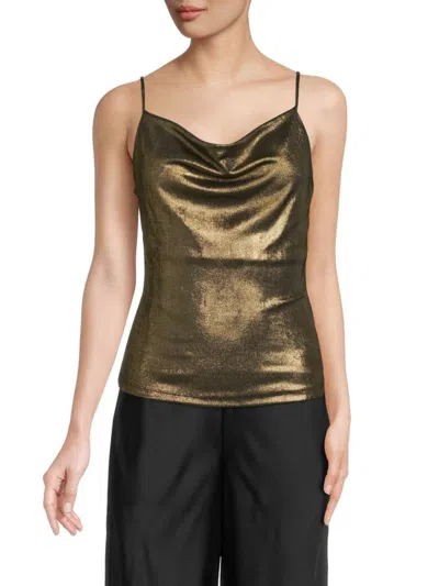 Renee C Women's Cowlneck Cami Top In Black Gold