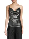Renee C Women's Cowlneck Cami Top In Black Silver