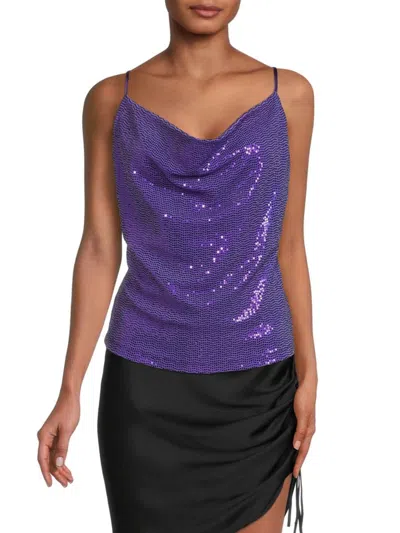 Renee C Women's Cowlneck Cami Top In Purple