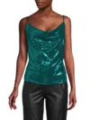 Renee C Women's Cowlneck Cami Top In Teal