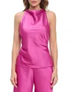Renee C Women's Cowlneck Crisscross Top In Dark Fuchsia