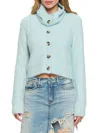 Renee C Women's Cowlneck Cropped Sweater In Olive Rust