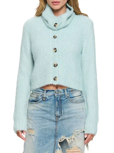 Renee C Women's Cowlneck Cropped Sweater In Olive Rust