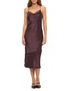 Renee C Women's Cowlneck Lace-trim Midi-slipdress In Brown