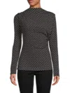Renee C Women's Cowlneck Polka Dot Top In Black