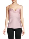 Renee C Women's Cowlneck Satin Camisole In Baby Pink