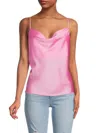 Renee C Women's Cowlneck Satin Camisole In Barbie Pink