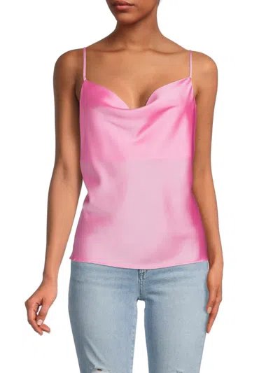 Renee C Women's Cowlneck Satin Camisole In Barbie Pink