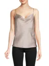 Renee C Women's Cowlneck Satin Camisole In Beige