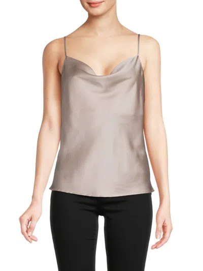 Renee C Women's Cowlneck Satin Camisole In Beige