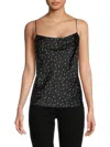 Renee C Women's Cowlneck Satin Camisole In Black White