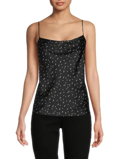 Renee C Women's Cowlneck Satin Camisole In Black White